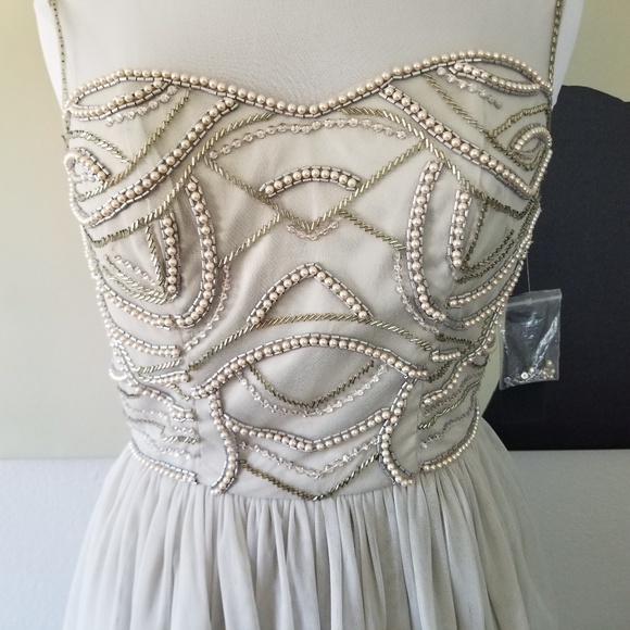 SOLD 💫 Light Silver/Grey Pearl Beaded Dress 6 - Picture 2 of 8